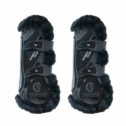 Kentucky Horsewear - Guêtres ouvertes mouton noir vegan Bamboo Elastique noir x2