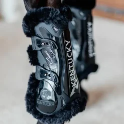 Kentucky Horsewear - Guêtres ouvertes mouton noir vegan Bamboo Elastique noir x2