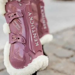 Kentucky Horsewear - Guêtres ouvertes mouton vegan Bamboo Elastic vieux rose x2