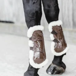 Kentucky Horsewear - Guêtres ouvertes mouton vegan Bamboo Elastic marron x2