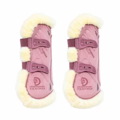 Kentucky Horsewear - Guêtres ouvertes mouton vegan Bamboo Elastic Velvet vieux rose x2