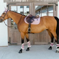 Kentucky Horsewear - Guêtres ouvertes mouton vegan Bamboo Elastic Velvet vieux rose x2