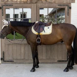 Kentucky Horsewear - Tapis de selle Velvet Printing spring leaves whispers marron/ blanc