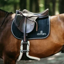Kentucky Horsewear - Tapis de selle Fishbone noir cuir