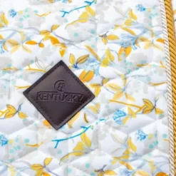 Kentucky Horsewear - Tapis de dressage Velvet Printing spring leaves whispers marron/ blanc