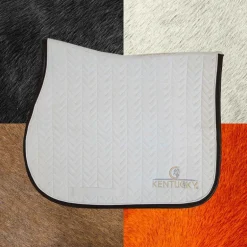 Kentucky Horsewear - Tapis de selle Fishbone blanc cuir