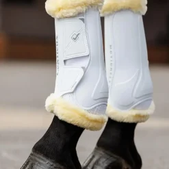 LeMieux - Guêtres de dressage Motionflex avec fourrure blanc/ naturel