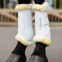 LeMieux - Guêtres de dressage Motionflex avec fourrure blanc/ naturel