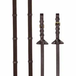 LeMieux - Rênes en caoutchouc grip Continental havane/ laiton