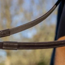 LeMieux - Rênes en caoutchouc doublé sur la moitié Rubber Half marron/ laiton