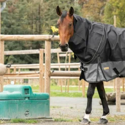 Loveson - Couverture d'extérieur Turnout Plus noir/ gris 200g