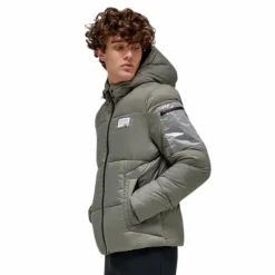 RG Italy - Doudoune manches longues homme Hooded Puffer vert kaki