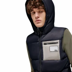 RG Italy - Doudoune sans manches homme Hooded Puffer marine