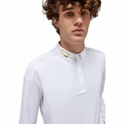 RG Italy - Polo de concours manches longues homme Perforated Competition blanc