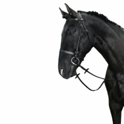 Riding World - Bridon muserolle française noir avec rênes
