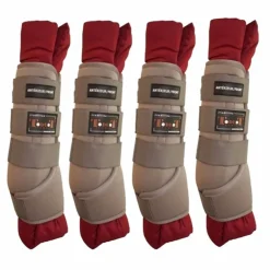 TdeT - Guêtres d'écurie gris/bordeaux x4