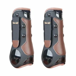 TdeT - Guêtres ouvertes coques et cuir noir/ marron