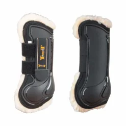 TdeT - Guêtres ouvertes Design avec doublure mouton noir x2