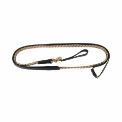 TdeT - Rênes allemandes corde et cuir noir/beige